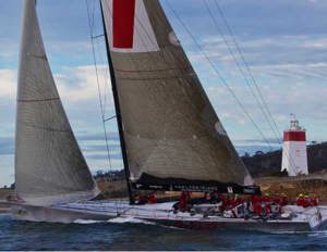 Wild Oats XI at the Iron Pot, entrance to the Derwent River