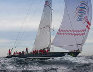 UK entry Titania of Cowes, with Sir Robin Knox-Johnston on board