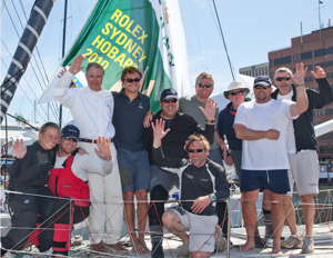 The crew of Dawn Star after arrival in Hobart