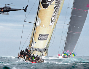 Investec Loyal settles into the chase for Wild Oats XI after rounding the sea mark