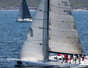 Ragamuffin just off the coast just North of Eden with Calm in close company