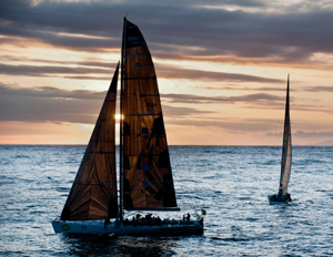 Leo Rodriguez's Volvo 60 Merit chasing after Optimus Prime - at 2 knots