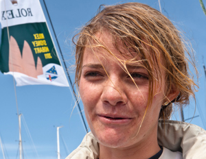 Jessica Watson after finishing the 2011 Rolex Sydney Hobart