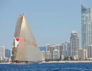 Wild Oats XI on approach to the finish line, Audi Sydney Gold Coast Yacht Race