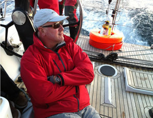 Dave Nelson - holiding a stop work meeting on-board Exile