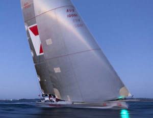 Wild Oats XI coming up to the finish line at Main Beach