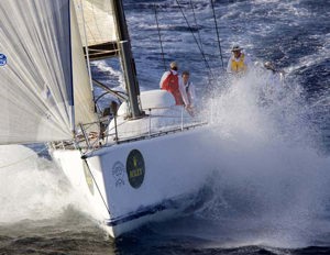 Stephen Ainsworth's Loki negotiates swell during the Rolex Sydney Hobart