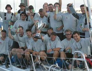Alfa Romeo's crew celebrates their win