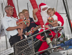 From left to right: Pachamama owner Dario Schwoerer, son Andre, wife Sabine Schwoerer, Santa Claus, and daughter Salina.