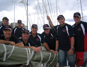 The crew of High Anxiety before the start of the Sydney Gold Coast Race
