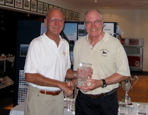 Sydney Gold Coast Race PHS winner Geoff Lavis, UBS Wild Thing, and SYC Commodore Tony Goldner (left)