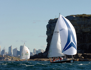 Salona and Phillip's Foote Witchdoctor leaving Sydney Harbour following the start