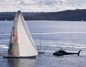 Bob Oatley's 100ft supermaxi Wild Oats XI, skippered by Mark Richards, leads the 25th Audi Sydney Gold Coast Yacht Race