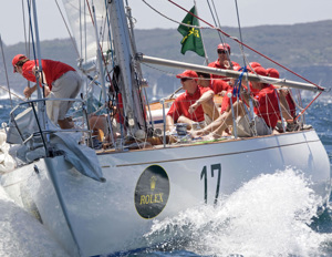 Spirit of Koomooloo shortly after hoisting its spinnaker at the sea mark