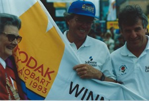 Wild Oats (4343) - 1993 SHYR IOR winners with Hobart Lord Mayor - Peter Campbell CYCA Archive