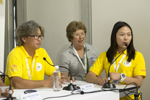 Dong Qing, skipper of Shuyuang Haiyang (CHN) 2015 Rolex Sydney to Hobart press conference with the international participants - Sydney20/12/2015ph. Andrea Francolini