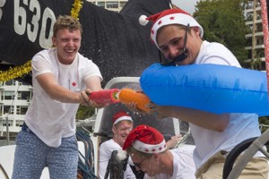 Santa visiting the Cruising Yacht Club Australia docks