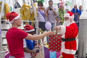 Santa visiting the Cruising Yacht Club Australia docks