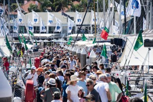 Crowds on the dock at Cruising Yacht Club of Australia before boats leave for the start
