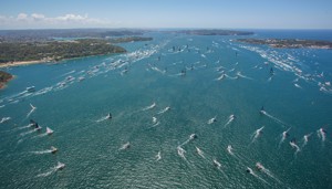 Shortly after the start of the 2016 Rolex Sydney Hobart