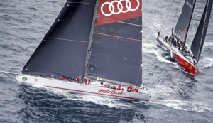 Wild Oats XI in front of LDV Comanche