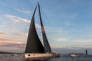 Wild Oats XI, ahead of LDV Comanche, gliding towards the finish line