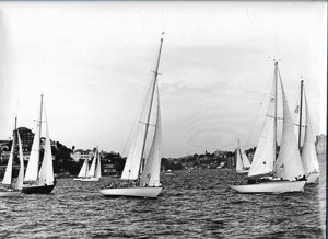 1966 Sydney Hobart Yacht Race start - Lorita Maria (173) and Catriona (CYC 25) - CYCA Archives