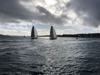 Smuggler and GBP Yeah Baby in the harbour shortly after the start