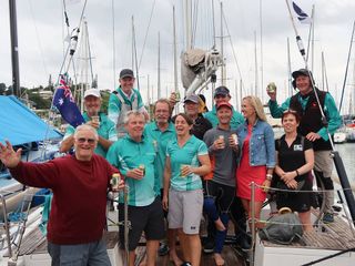 The crew of Kayimai at the dock in Noumea