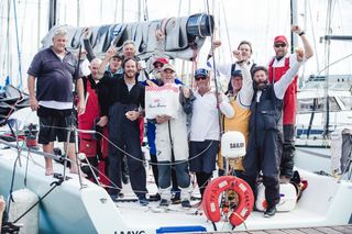 The crew of Frantic after their line honours win