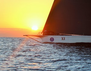 Wild Oats XI in the early morning sunlight