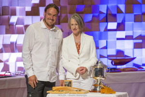 Her Excellency, the Governor of Tasmania, Professor Warner, A.M. and Liam Woulfe of Black Jack