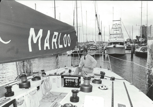 Owner George Girdis on board Marloo in the CYCA marina - 1983 Sydney Hobart Yacht Race