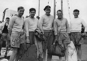Saga 1946 crew - Fredrik Svensen, Colin Jew, Magnus Halvorsen, Trygve Halvorsen, Thor Gauslaa, 