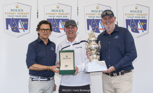 Prizegiving ceremony - Overall winner 
Patrick Boutellier (Rolex Australia)
Matt Allen (Owner of Ichi Ban)
Paul Billingham (Commodore CYCA)