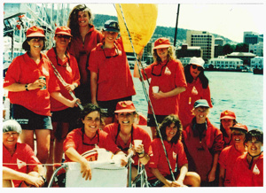 The crew of Qantas New Zealand in Hobart after the 1994 Sydney Hobart