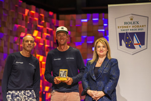 Official Trophy Presentation - Jules Hall/Jan Sholten, DIsko Trooper_Contender Sailcloth, 2nd Two-Handed Line Honours