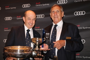CYCA Vice Commodore Arthur Lane with Whisper owner/skipper David Griffith.
