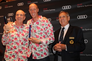 CYCA Vice Commodore Arthur Lane with Disko Trooper_Contender Sailcloth co-skippers Jules Hall and Jan Scholten.