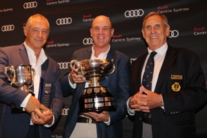 Ichi Ban is the 2021/22 Audi Centre Sydney Blue Water Pointscore champion. (L-R): Gordon Maguire, Matt Allen, Arthur Lane.