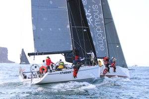 2022 Flinders Islet Race start - Algeria Republic leading Khaleesi out of Sydney Harbour