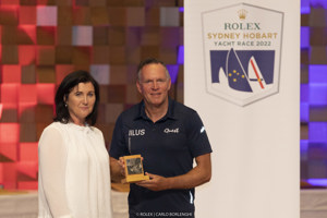 Kate Dean (TasPorts) and Craig Neil (owner/skipper, Quest).