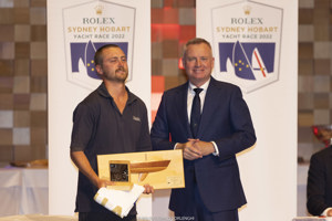 Peter Langman (skipper, Maluka) with Jeremy Rockliff (Premier of Tasmania).