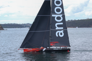 Cabbage Tree Island Race 2023 - Andoo Comanche heading to the finish in Sydney Harbour