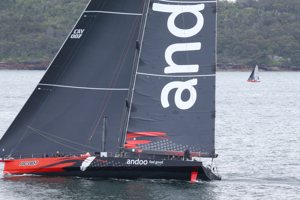 Cabbage Tree Island Race 2023 - Andoo Comanche heading to the finish in Sydney Harbour