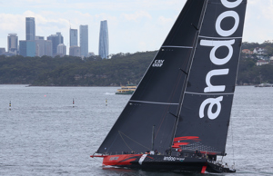 Cabbage Tree Island Race 2023 - Andoo Comanche heading to the finish in Sydney Harbour