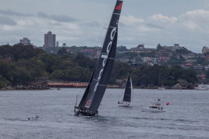 Cabbage Tree Island Race 2023 - Andoo Comanche crossing the finish line in Sydney Harbour