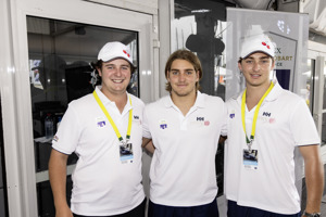 From left to right: Archer Ibbott, Matthew and Max Townley  onboard Hansen Tasmania at Cruising Yacht Club of Australia
