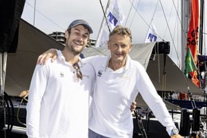 From left to right: Wil and Michael Coxon onboard Whisper at Cruising Yacht Club of Australia