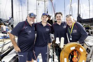 From left to right: Tim and Hugh Dodds, Greg and Marcus Busch onboard Mako at Cruising Yacht Club of Australia
